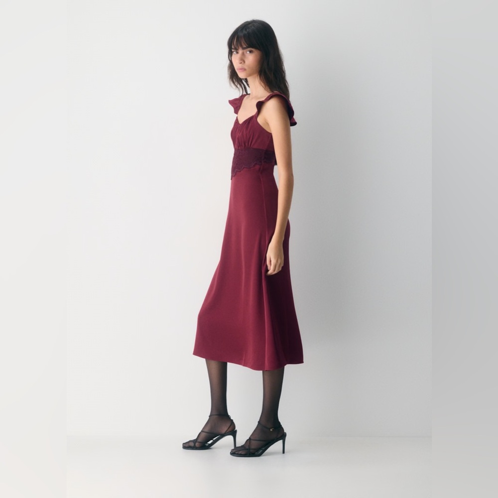 NWT Wilfred Magnate Satin Dress in Cordovan 🌹 • US 4 • Aritzia - Picture 6 of 13